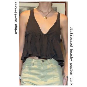 Urban Outfitters Distressed Beachy Peplum Tank - S